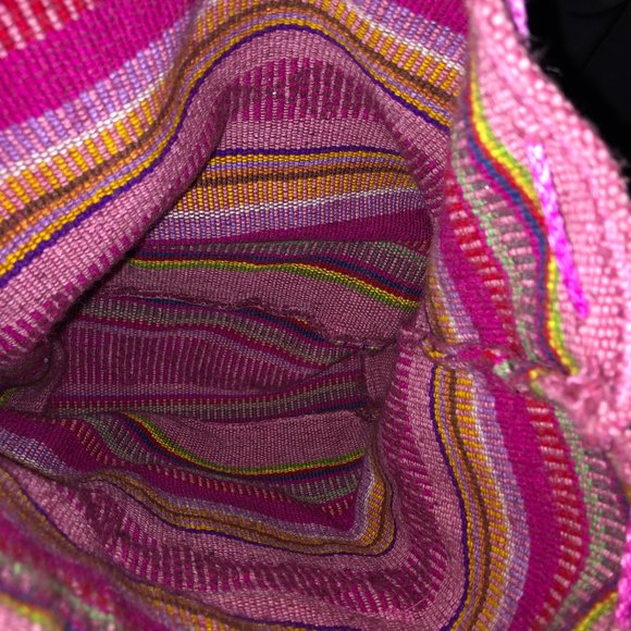 Artesanias Pinzon Mexican Boho Serape Hot Pink Large Backpack OS - Picture 12 of 12